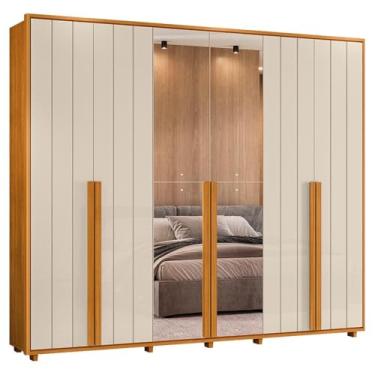 Imagem de Guarda Roupa Casal Volpi 6 Portas Com Espelhos Mdf 278 cm Cinamomo Off White Madetec