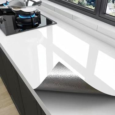 Imagem de Papel de parede resistente à água e óleo de cozinha: capa protetora para bancadas e salpicos (tipo adesivo - branco perolado, 30 cm de largura * 3 metros de comprimento. Raspador pequeno +¥0.)