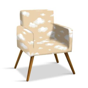 Imagem de Poltrona Larissa Pés Palito Castanho D'Rossi - DRossi, Nuvem Bege D43