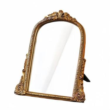 Imagem de Espelho de maquiagem Vanity HSDDHOME Vintage Gold Resin Frame
