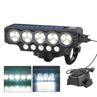 Imagem de Farol de bicicleta – Luz frontal de bicicleta movida a energia solar – Lâmpada recarregável por USB, acessórios de ciclismo para homens e mulheres, estrada montanha, urbano, deslocamento noturno