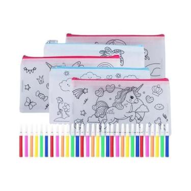 Imagem de Estojo De Canetas Colorido Para Crianças Em Tecido Não Tecido Com Padr