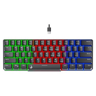 Imagem de Teclado Semi Mecânico Gamer Rise Mode G2 Mini, RGB, USB-C, Layout 60%, Preto - RM-TG-02-B-Unissex