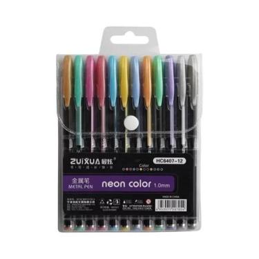 Imagem de Canetas De Gel Com Glitter Metálico, Conjunto De 12/24 Peças Para Esco