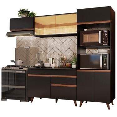 Imagem de Cozinha Completa Reims com Armário e Balcão Preto Madesa