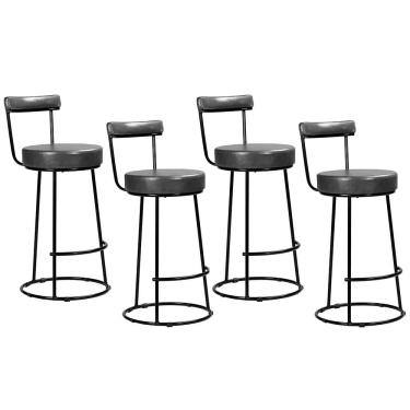 Imagem de Kit 04 Banquetas Alta Para Cozinha Área Gourmet Miami Couríssimo Preto - Desk Design