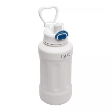 Imagem de Garrafa Térmica De Aço Inox Com Alça Adventure Branca 1L Lyor