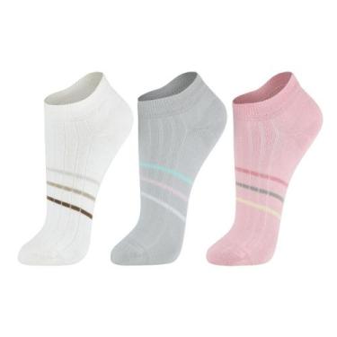Imagem de Kit 3 Meias Cano Curto Lupo Adulto Feminino 4535-889, Sortido 0935, 34