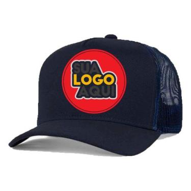 Imagem de Kit 4 Bonés Personalizados DTF Trucker Redinha Tela Aba Curva Cor:Azul