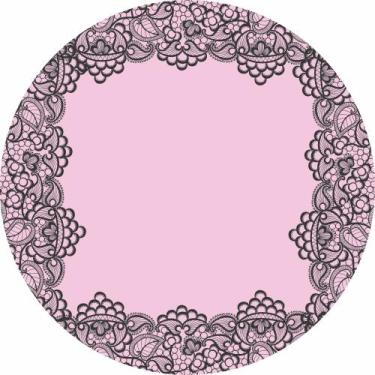 Imagem de Tapete em Lona Redondo Chá de Lingerie Renda - Fabrika de Festa, 180x1