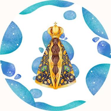 Imagem de Painel de Lona Redondo Nossa Senhora Aparecida Aquarela Oração Rogai P