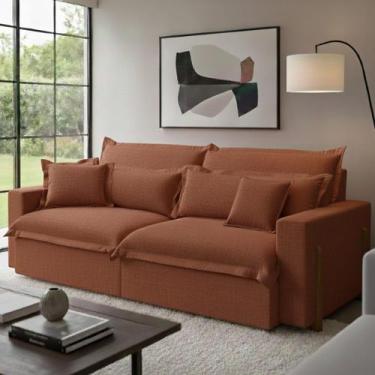 Imagem de Sofá Cama, Retrátil e Reclinável Dubai, Tecido Linho, Molas Ensacadas,