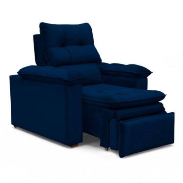 Imagem de Poltrona do Papai Reclinável Retrátil Bonari Veludo Azul Marinho - Loja Sheep