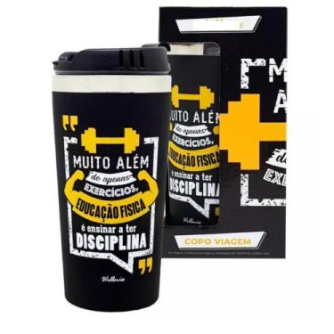 Imagem de Copo Inox Térmico 450Ml Educação Física Preto Presente - Wellmix