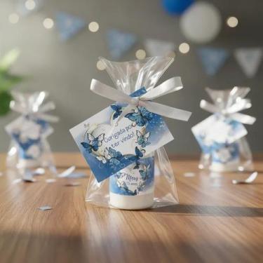 Imagem de 25 Lembrancinhas Mini Hidratante 15 Anos Borboleta Azul - Kibunitinho