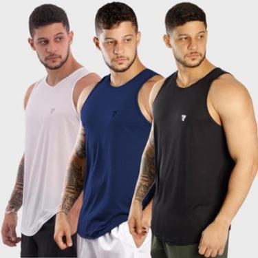Imagem de Kit 3 Camisetas Regatas Masculina Lisa Básica Academia Verão-Masculino