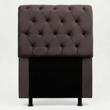 Imagem de Cabeceira Cama Box Solteiro Sarah 90cm com Frame Suede Marrom - Abmaza