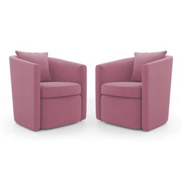 Imagem de Kit 02 Poltronas Decorativas Sala de Estar Aimê Suede Rosa - Abmaza