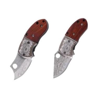 Imagem de Faca De Frutas Portátil Mini Damascus EDC Dobrável Multifuncional Para