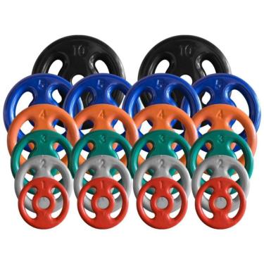 Imagem de Combo com 22 Anilhas Emborrachadas - 80 Kg-Unissex