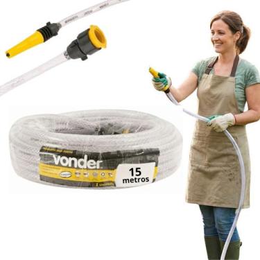 Imagem de 15 Metros Mangueira Trançada De Jardim Vonder Com Esguicho Transparent