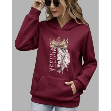 Imagem de Blusa De Frio Feminina Yeshua Moletom Cristão, Bordô, G