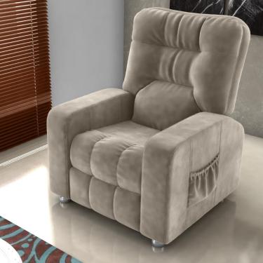 Imagem de Poltrona Reclinável Roma Veludo Maserati Encosto Fibra Siliconada Café CasaH