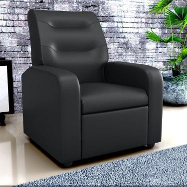 Imagem de Poltrona Reclinável Decorativa Pireu Couro Sintético Espuma D23 Preto CasaH