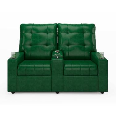 Imagem de Poltrona Reclinável Para Cinema Parma FH1 2 Lugares Couro Sintético Verde D'Rossi