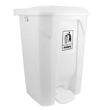 Imagem de Lixeira Plástica 100L Branca com Pedal Grande Alta Capacidade Resisten