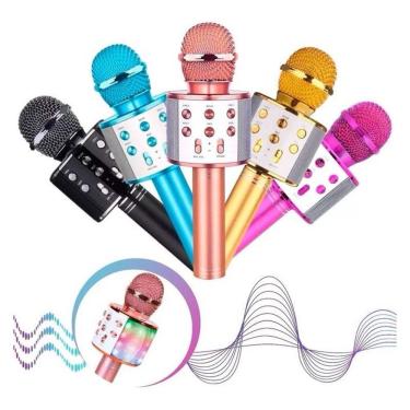Imagem de Microfone Infantil de Karaokê sem Fio Bluetooth WS-858 com Auto-Tune e Cancelamento de...