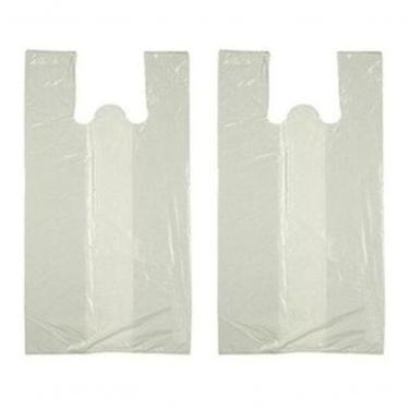 Imagem de Sacola Plástica Reciclada 60x80 ALÇA CAMISETA Pacote 5KG Aprox 105 Unidades Branca Higi...