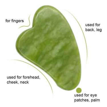 Imagem de Rolo de Jade e Placa Gua Sha Kit Massagem Facial Anti Rugas Revitalizante Verde OEM