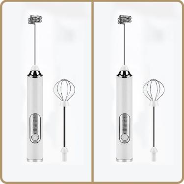 Imagem de Mixer Elétrico Recarregável de Mão OEM Kit2 3 Velocidades Branco Bivolt com Batedores em Aço Inox