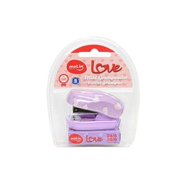 Imagem de Mini Grampeador Molin do Brasil Love com Apoio Plástico, Estrutura Metálica, Base 6 cm...