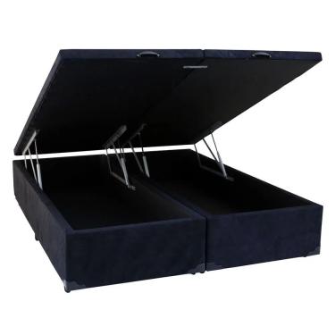 Imagem de Cama Box Baú Casal Em Sued Preto Bipartido - 138x188