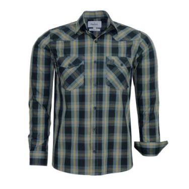 Imagem de Camisa Social Amil Masculina Xadrez Manga Longa Comfort Com Bolso 1885