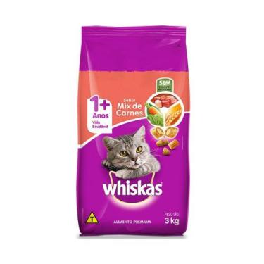 Imagem de Ração Whiskas para Gatos Adultos 1+ Sabor Mix de Carnes 3kg - Mars