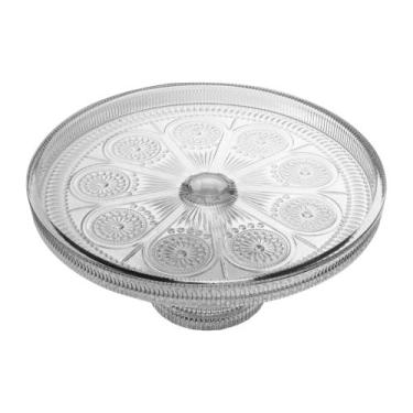 Imagem de Prato para Bolo com Pé de Vidro Mandala 30cm x 30cm x 10,5cm - Wolff