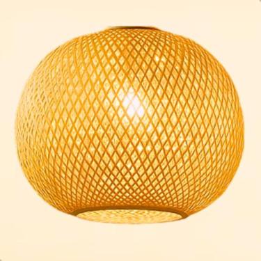Imagem de Pendente Luminária Bambu Madeira Natural Artesanal Rustico Nias 30cm -