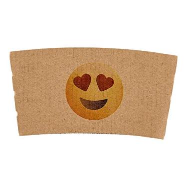 Imagem de Restaurantware APENAS MANGAS: Restpresso Mangas de xícara de café 5,1 x 2,8 polegadas 50 mangas onduladas para copo quente - Emoji de coração e olho tolerante ao calor Papel Kraft descartável mangas