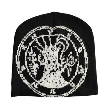 Imagem de Gorro De Malha Quente Unissex Adulto Com Estampa De Abóbora Sorridente