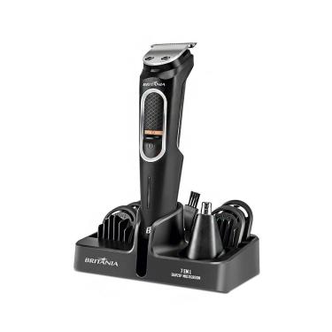 Imagem de Aparador de Pelos Britânia BAP21P Multigroom sem Fio Lâmina Aço Inoxidável 7 em 1 Preto Bivolt
