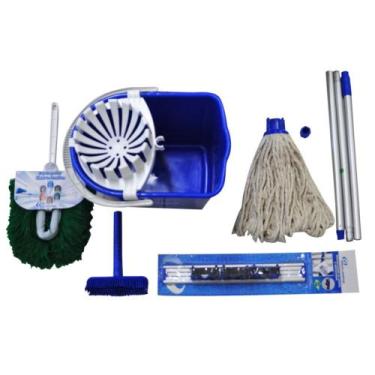 Imagem de Kit para limpeza mopinho com 7 peças - NY05 (Azul) - Bralimpia, Azul