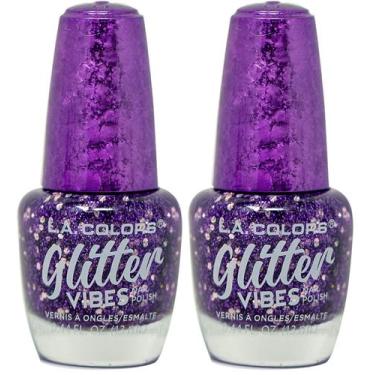Imagem de Esmalte de Unhas L.A. COLORS Glitter Vibes Purple-razzi 2 Unidades