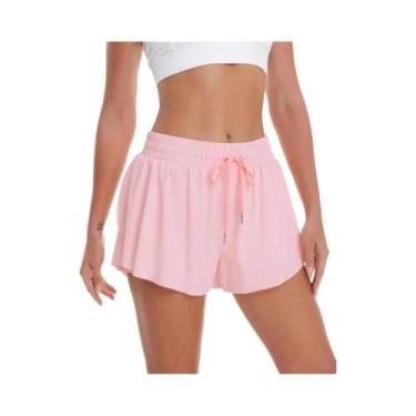 Imagem de Shorts Esportivos Femininos Respiráveis Com Cintura Elástica E Bolso L