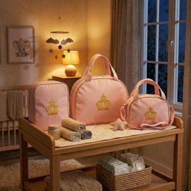 Imagem de Kit Bolsa Maternidade 3 Peças Satuko Baby  Bolsa, Mochila e Frasqueira