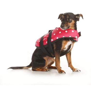 Imagem de Seachoice Colete salva-vidas para cães 86360 – colete salva-vidas ajustável para cães, com pega, bolinhas rosa, tamanho PPP, até 2,7 kg