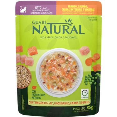 Imagem de Ração Úmida Guabi Natural Frango, Salmão, Cereais e Vegetais para Gatos - 85 g
