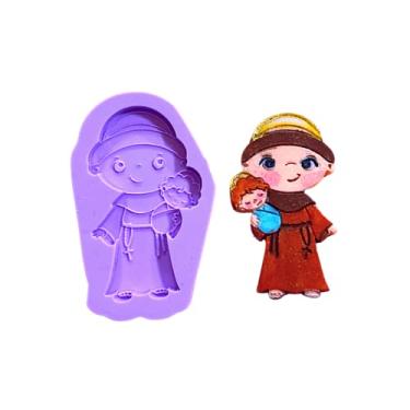 Imagem de Confeitaria dos Moldes, R111 Molde de silicone Santo Antônio de Pádova chaveiro resina confeitaria